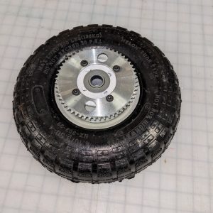 10 inch Pneumatic Tire Wheel, Welded Sprocket Hub, 55 Tooth #25 Chain Sprocket